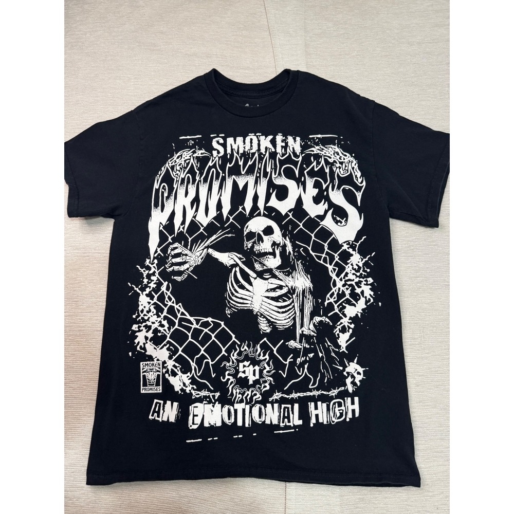 Broken Promises Smoken Promises Skeleton Graphic T-Shirt Black Mens Medium